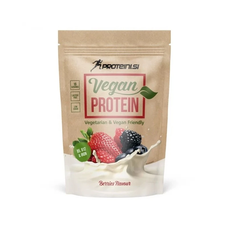 Proteini.SI Vegan Protein - Вегетариански Протеин, Вкус Горски плодове, Разфасовка 500g