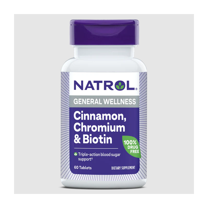 Natrol Cinnamon Chromium & Biotin - Антиоксидант, Разфасовка 60 tabs