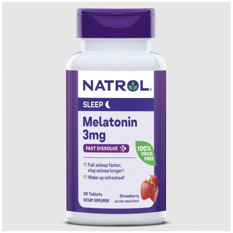 Natrol Melatonin Fast Dissolve 3mg - Мелатонин, Вкус Ягода, Разфасовка 90 tabs