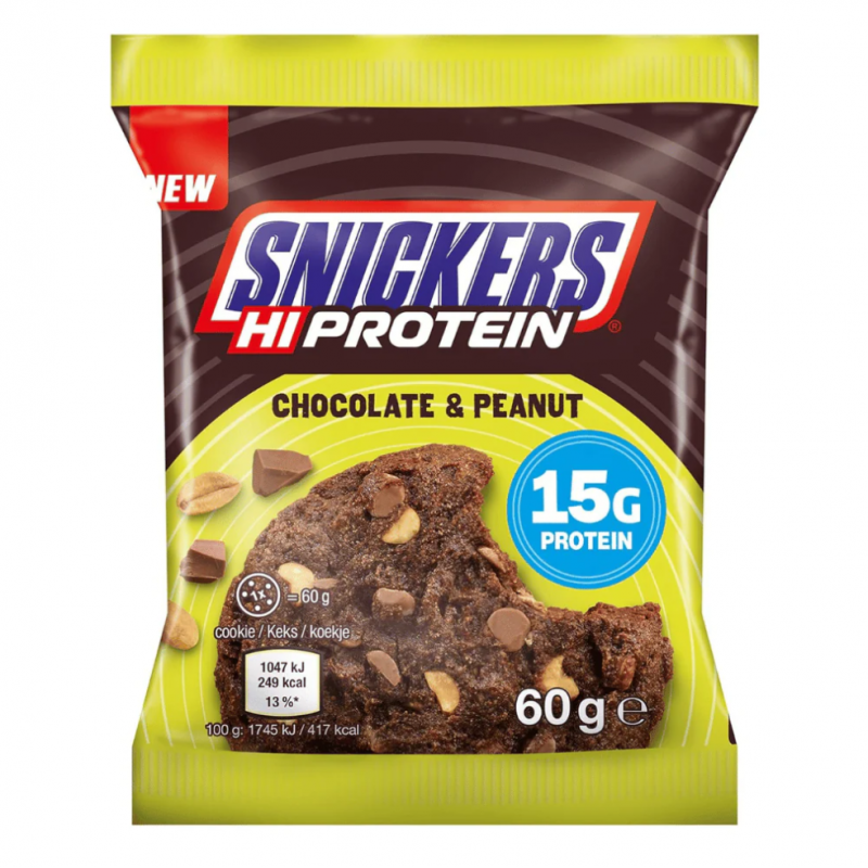 Mars Snickers Hi Protein Cookie - Chocolate & Peanut - Протеинова Бисквита, Вкус Шоколад с фъстъци, Разфасовка 60g