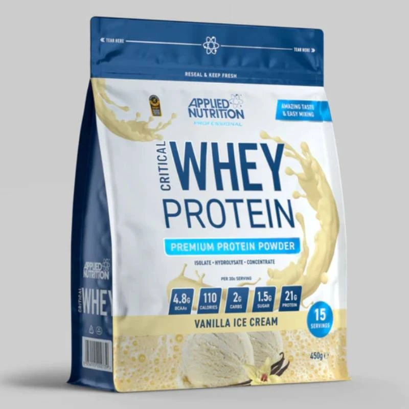 Applied Nutrition Critical Whey - Суроватъчен Протеин, Вкус Ванилов сладолед, Разфасовка 450g