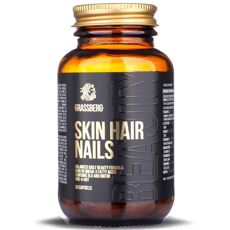 Grassberg Skin Hair Nails - Витамини за Кожа, Коса, Нокти, Разфасовка 60 sgel