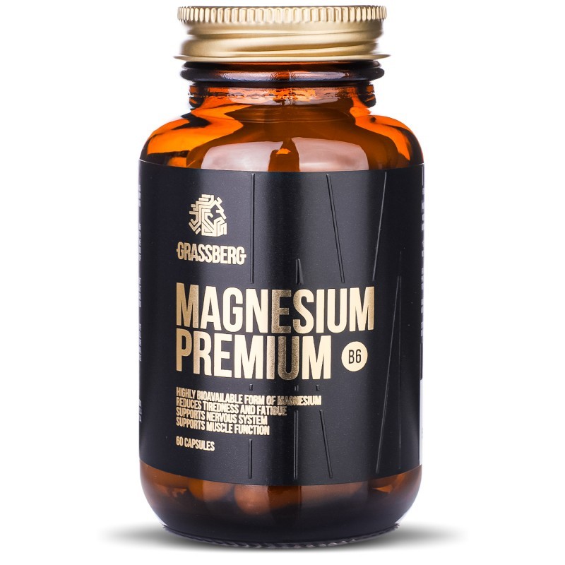 Grassberg Magnesium Premium B6 - Магнезий + Витамин B6, Разфасовка 60 caps