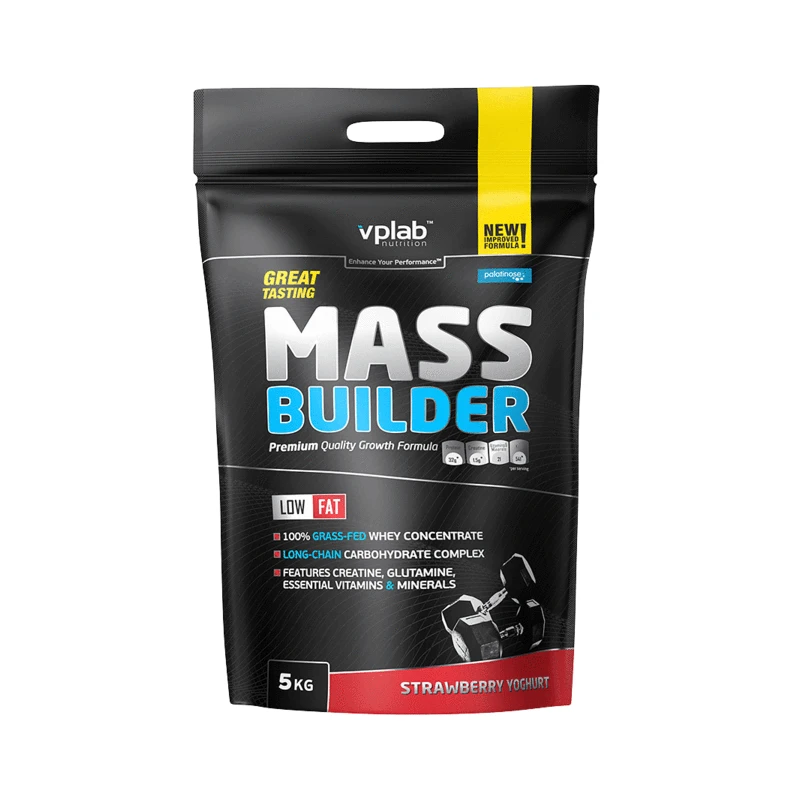 VPLab Mass Builder - Гейнър, Вкус Ягода и йогурт, Разфасовка 5kg