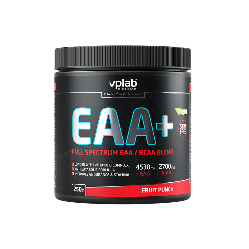 VPLab EAA+ - Аминокиселини, Вкус Плодов Пунш, Разфасовка 250g