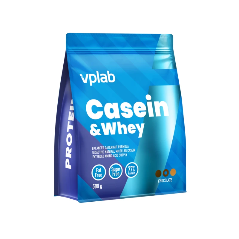 VPLab Casein & Whey - Казеин и Суроватъчен Протеин, Вкус Шоколад, Разфасовка 500g