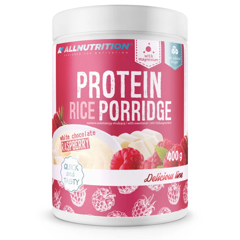 Allnutrition Protein Rice Poridge - Протеинова Оризова Каша, Вкус Бял шоколад с малина, Разфасовка 400g