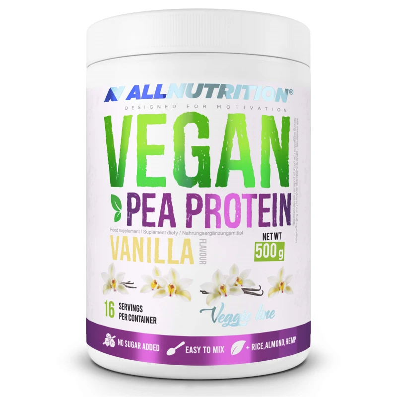 Allnutrition Vegan Pea Protein - Вегетариански Протеин, Вкус Ванилия и касис, Разфасовка 500g