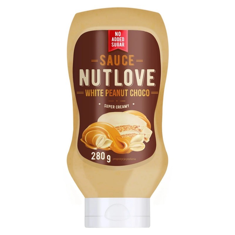 Allnutrition NutLove Sauce - White Peanut Chocolate - Диетичен Сироп, Вкус Бял шоколад с фъстъци, Разфасовка 280g