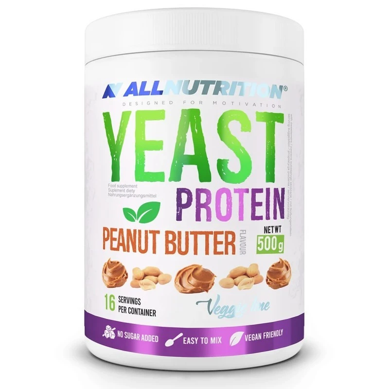 Allnutrition Yeast Protein - Вегетариански Протеин от Мая, Вкус Фъстъчено масло, Разфасовка 500g