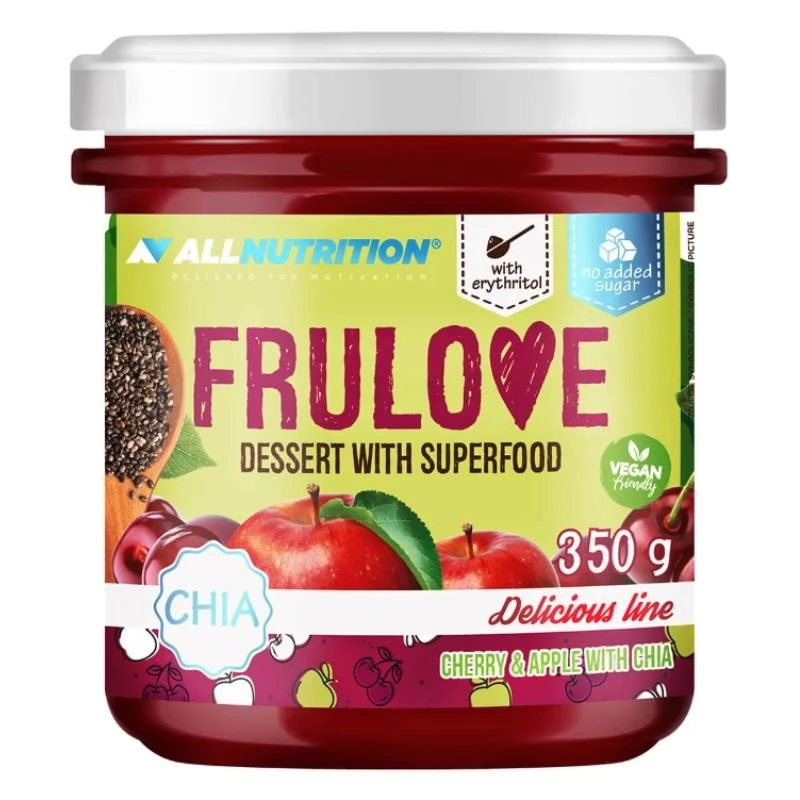 Allnutrition FruLove Dessert with Superfood - Десерт със Супер Храна, Вкус Ябълка и череша, Разфасовка 350g
