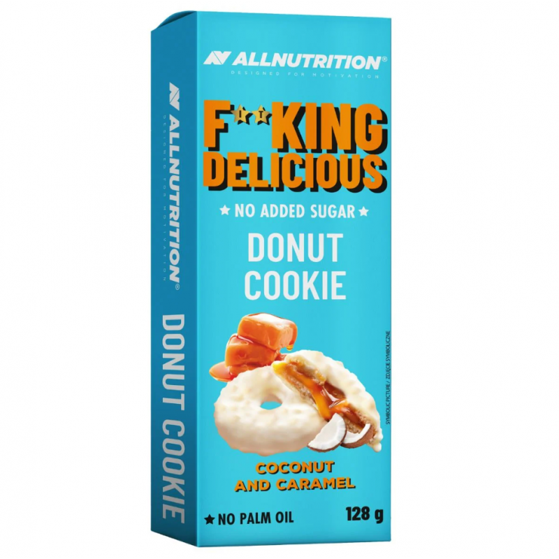 AllNutrition F**King Donut Cookie - Coconut and Caramel - Диетични Донът Бисквити, Вкус Кокос и карамел, Разфасовка 128g