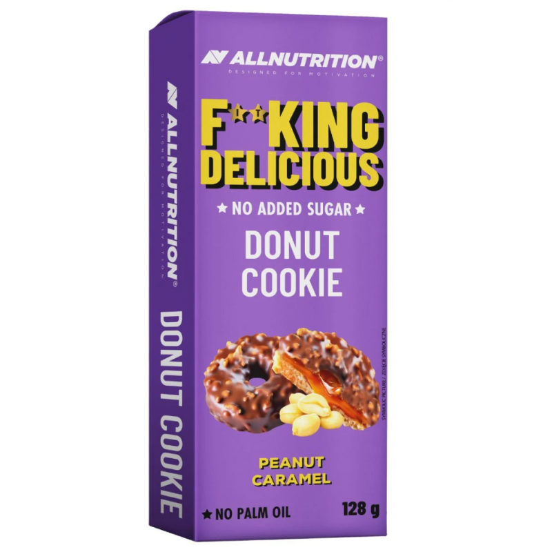 AllNutrition F**King Donut Cookie - Peanut Caramel - Диетични Донът Бисквити, Вкус Карамел и фъстъци, Разфасовка 128g