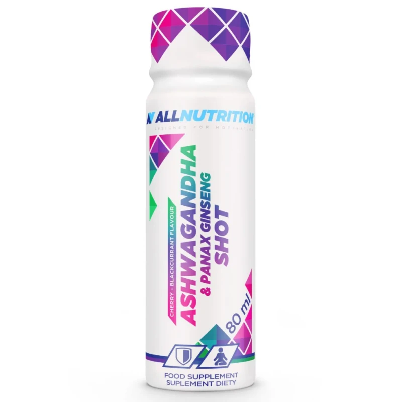 Allnutrition Ashwagandha & Ginseng Shot - Ашваганда + Женшен, Вкус Череша и Касис, Разфасовка 80ml