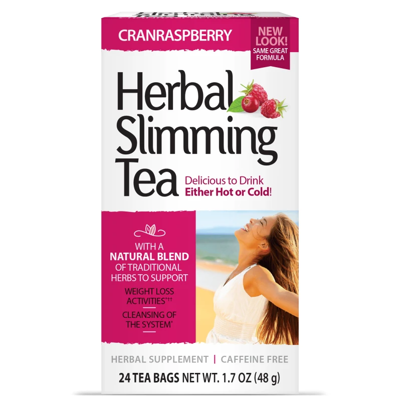 21st Century Herbal Slimming Tea - CranRaspberry - Чай за Отслабване, Вкус Червена боровинка и малина, Разфасовка 24 bags
