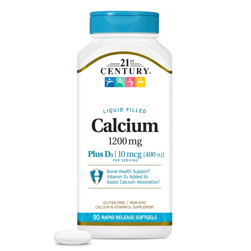 21st Century Calcium 1200mg + D3 Liquid - Калций + Витамин D3, Разфасовка 90 sgels
