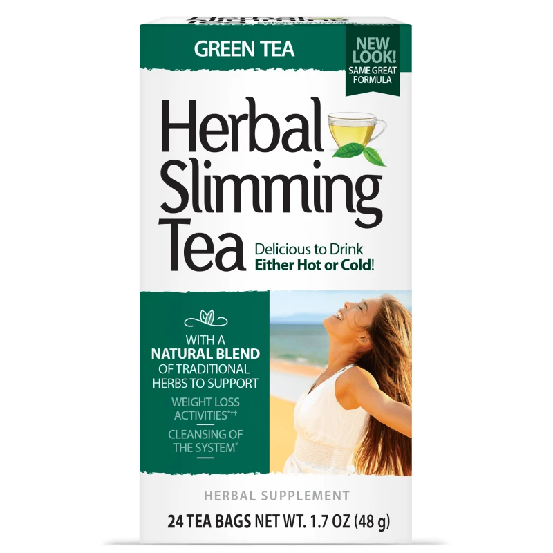 21st Century Herbal Slimming Tea - Green Tea - Чай за Отслабване, Вкус Зелен чай, Разфасовка 24 bags