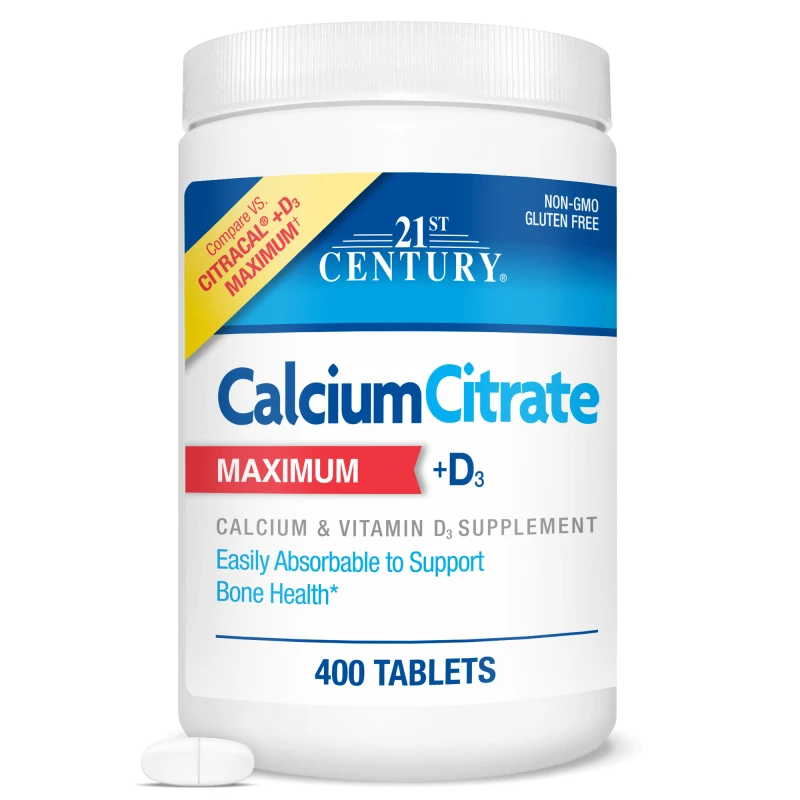 21st Century Calcium Citrate + D3 Maximum - Калций + Витамин D3, Разфасовка 400 tabs