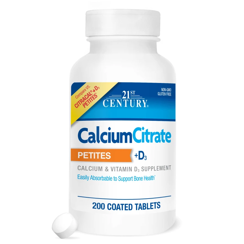 21st Century Calcium Citrate Petites + D3 - Калций + Витамин D3, Разфасовка 200 tabs
