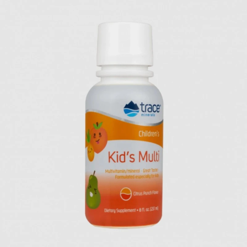 Trace Minerals Kid`s Multi - Мултивитамини за Деца, Вкус Плодов Пунш, Разфасовка 237ml