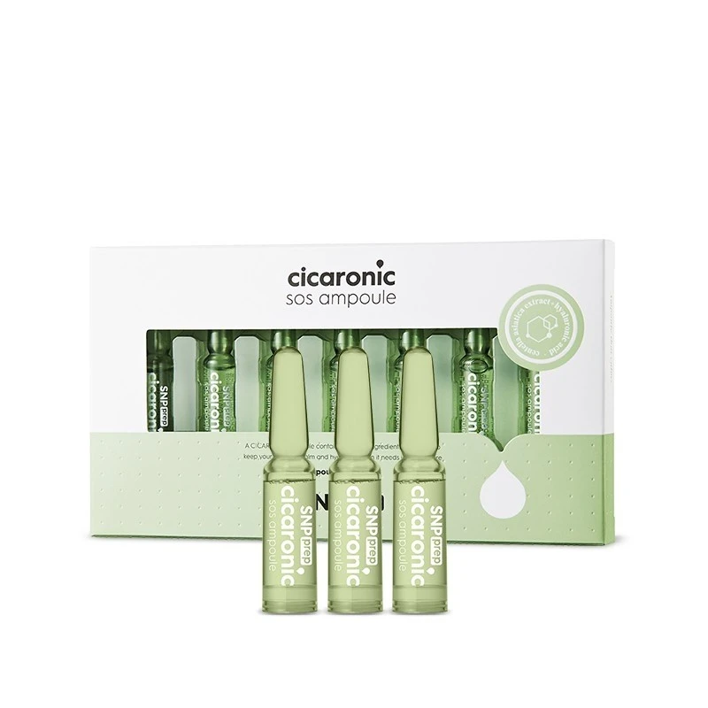 Ампули за лице с 3 вида хиалуронова киселина и Азиатска Центела SNP Prep Cicaronic SOS Ampoule