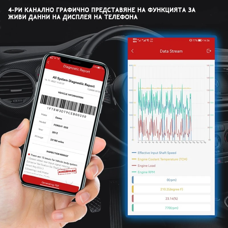 Уред за автомобилна диагностика модел Ediag на български