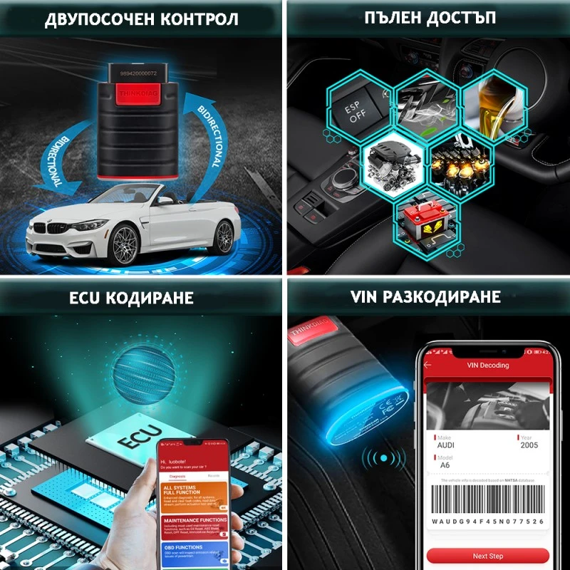 Уред за автомобилна диагностика модел Thinkdiag на български