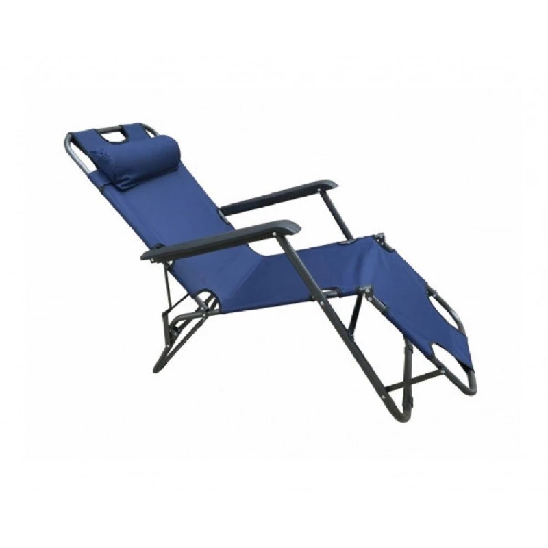 Сгъваем къмпинг 3-позиционен стол, 153х60х80см., с възглавница, T4001 син