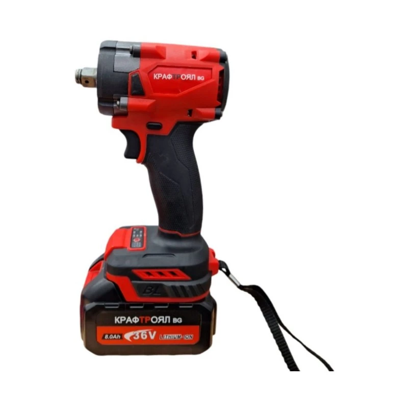 Гайковерт Kraft Royal, импакт, акумулаторен, безчетков, ударен, червен, 36VDC, 8Ah, 850Nm, к-т