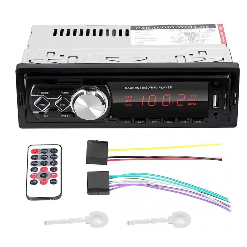 Автомобилен радио MP3 плеър, AUX, FM, TF, USB, BT, 4x45W, 12VDC