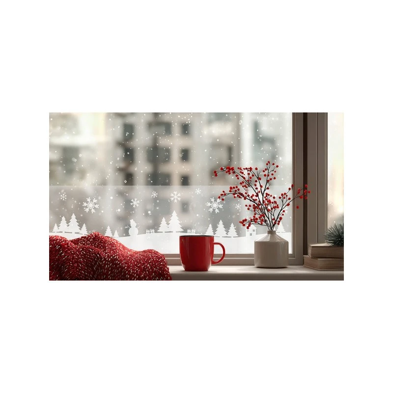 Статично фолио Коледни елхи, 150x20 см