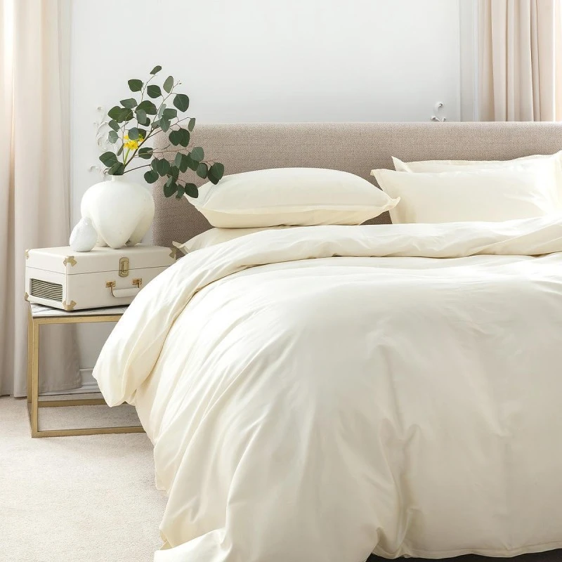Чаршаф без ластик White Boutique, памучен сатен,  Antique White 270x290 см 