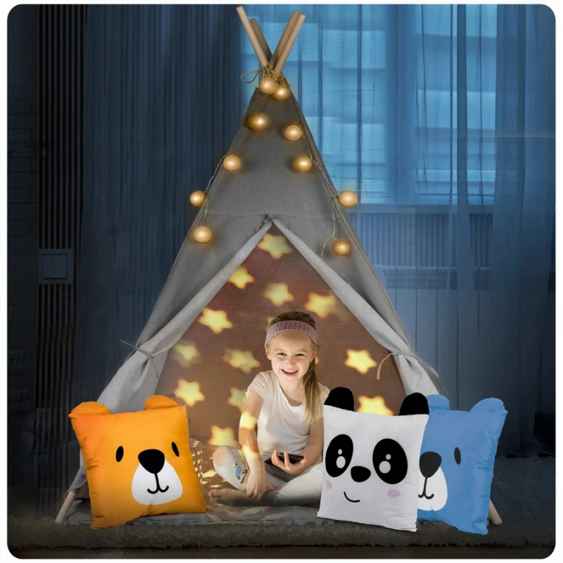 Палатка за игра Nukido, Сиво с възглавници животни