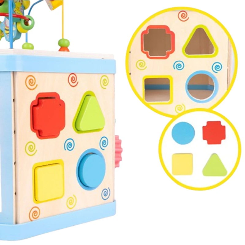 Дървен монтесори куб MalPlay, 9 в 1