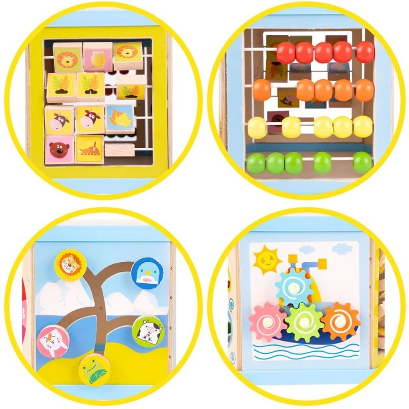 Дървен монтесори куб MalPlay, 9 в 1