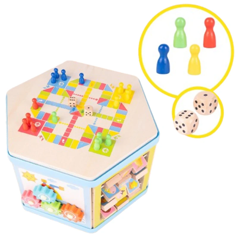 Дървен монтесори куб MalPlay, 9 в 1