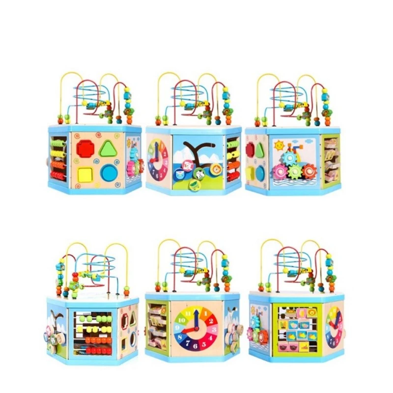 Дървен монтесори куб MalPlay, 9 в 1