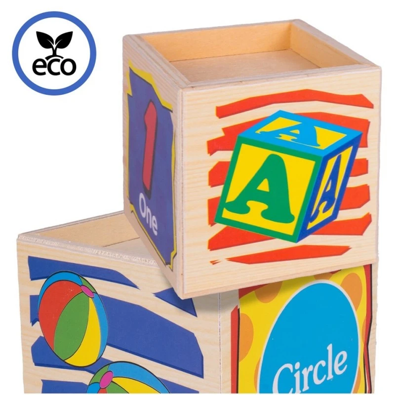 Монтесори дървена кула с форми MalPlay