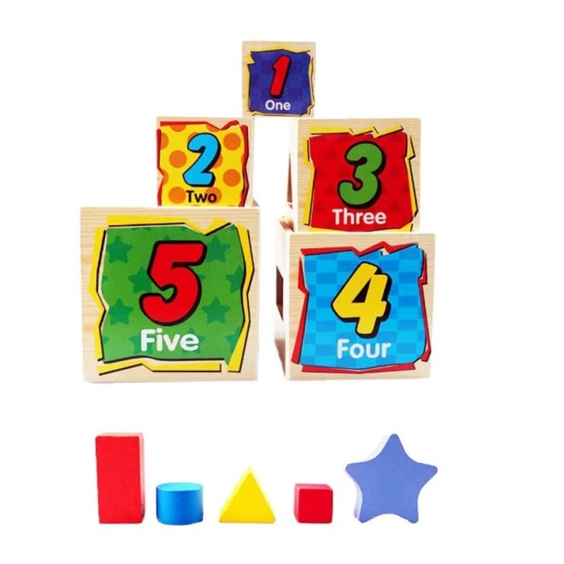 Монтесори дървена кула с форми MalPlay