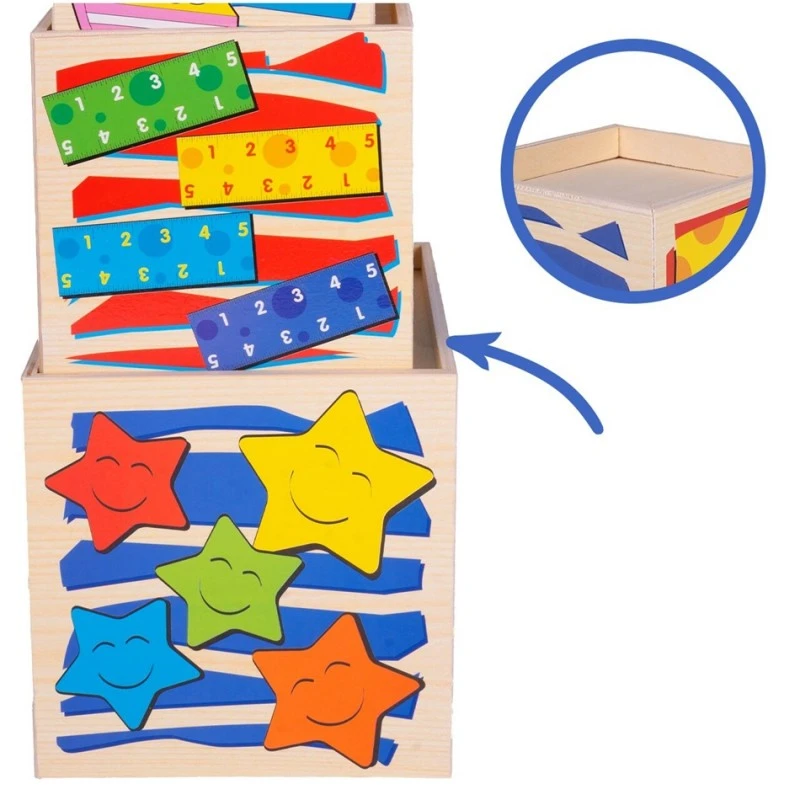 Монтесори дървена кула с форми MalPlay