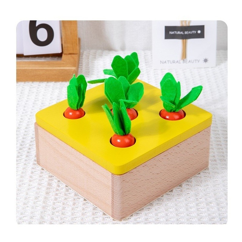 Монтесори игра - 4 в 1 с моркови и топчета, MalPlay