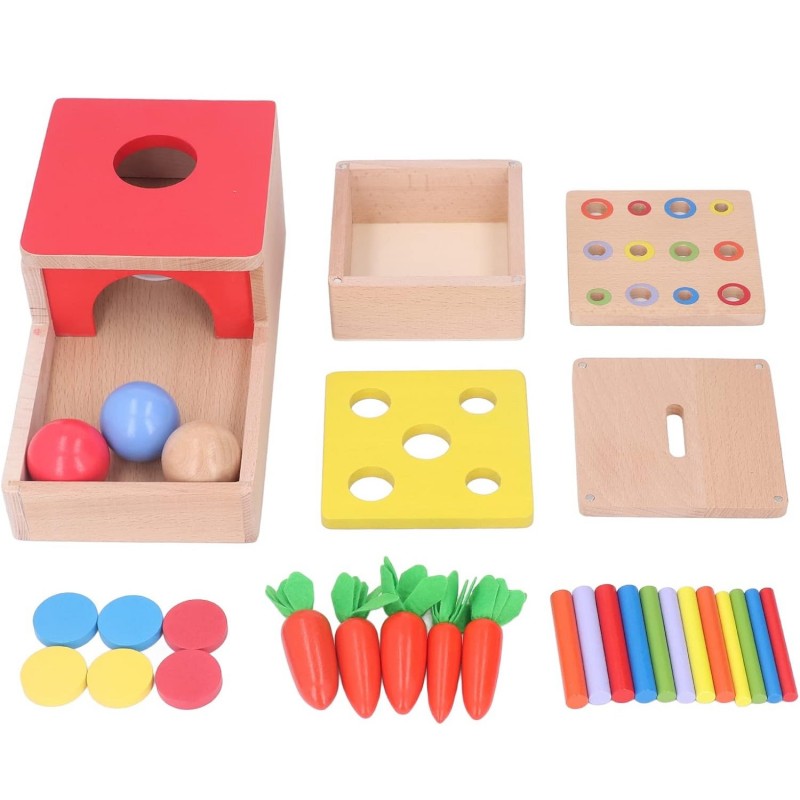 Монтесори игра - 4 в 1 с моркови и топчета, MalPlay