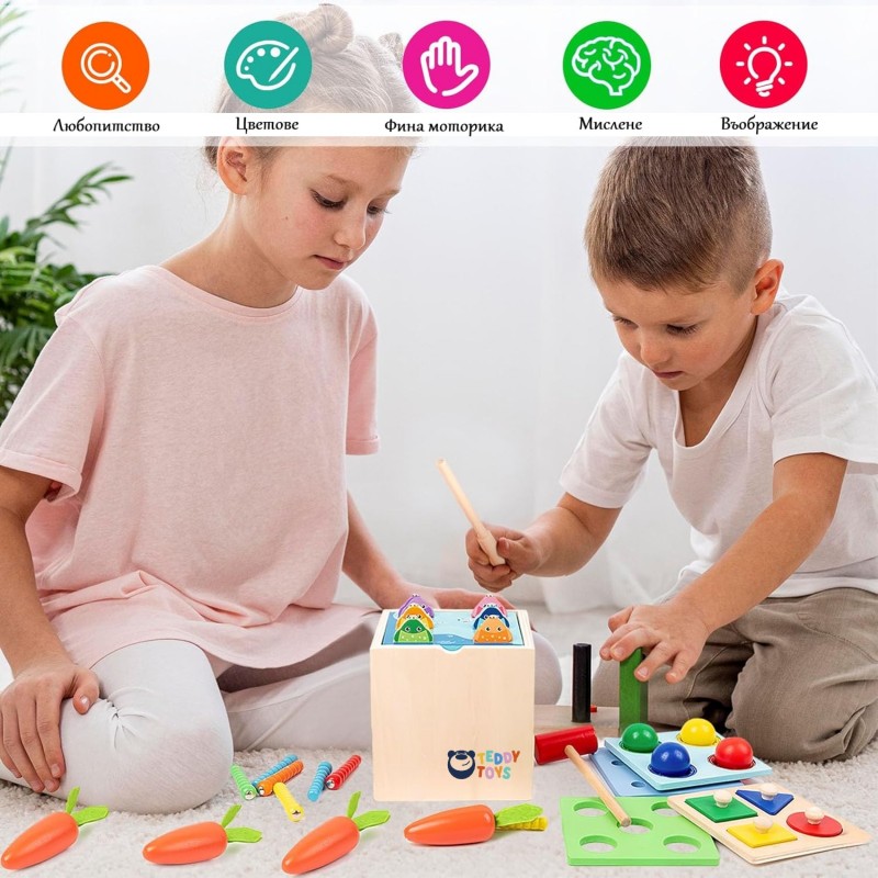 Монтесори сортер - 5 в 1, MalPlay