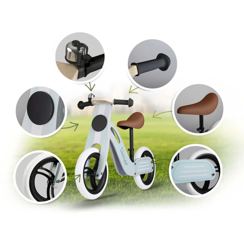 Дървено колело за баланс в светлосин цвят, Ricokids