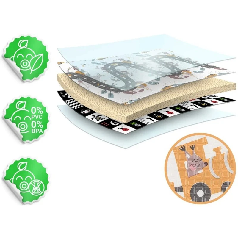 Детски килим за игра NUKIDO - Монтесори/Път в гората - 180 х 200 х 1