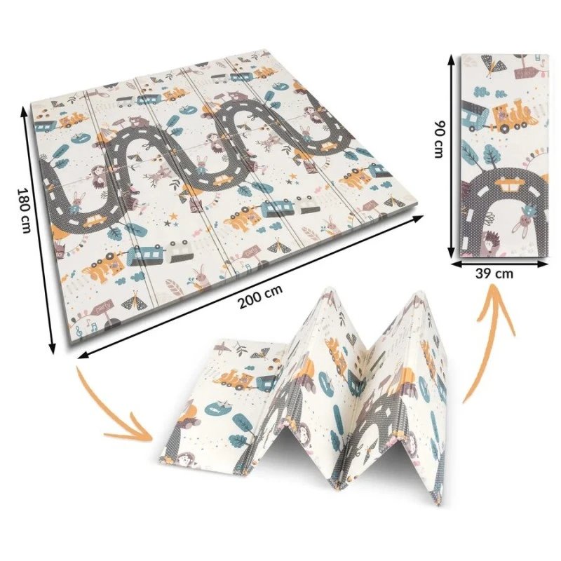 Детски килим за игра NUKIDO - Монтесори/Път в гората - 180 х 200 х 1