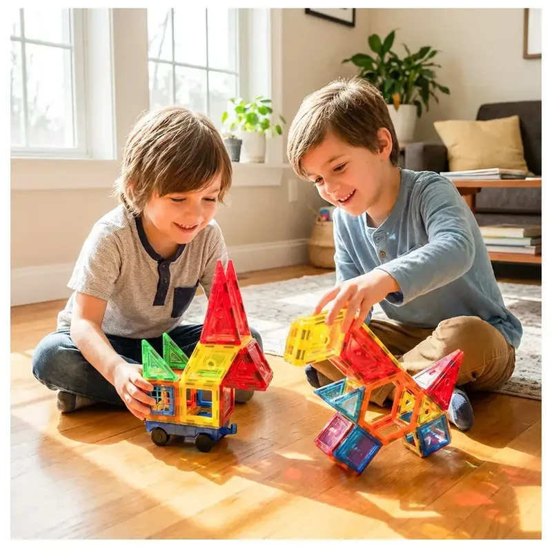 Детски образователен магнитен конструктор 3D Magnetic Shapes - 70 части, MalPlay
