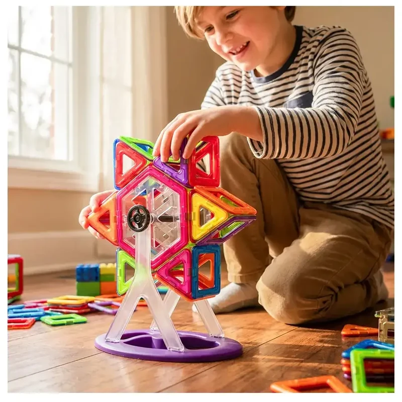 Детски образователен магнитен конструктор 3D Magnetic Shapes - 70 части, MalPlay
