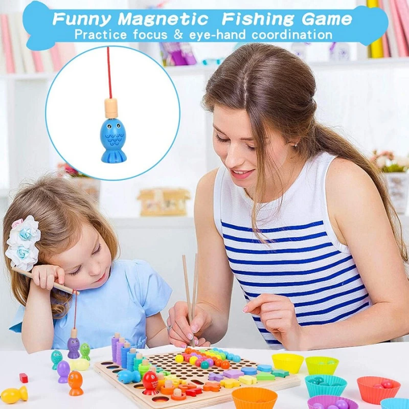 Дървена мозайка, Монтесори, Образователна Игра, 13 в 1