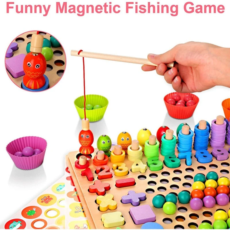 Дървена мозайка, Монтесори, Образователна Игра, 13 в 1